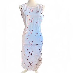 Early 2000s Relativity sequined floral midi dress| minimalist silhouette| M